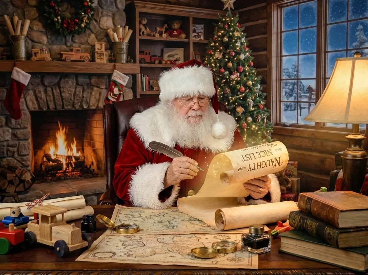 Santa Oliver checking his list